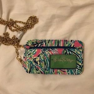 Lilly Pulitzer Colorful Card Holder with Gold Chain